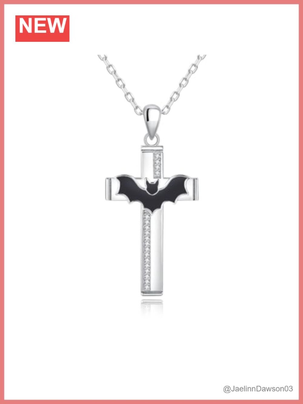 925 Sterling Silver Bat Cross Necklace Gothic Pendant Jewelry